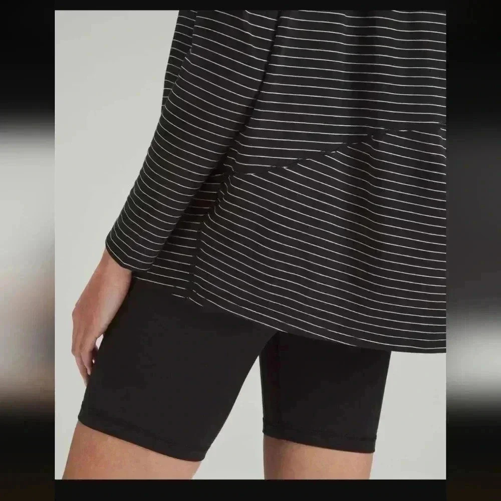 Lululemon Back in Action Long-Sleeve Shirt Synchronise Stripe Black White - Picture 3 of 7